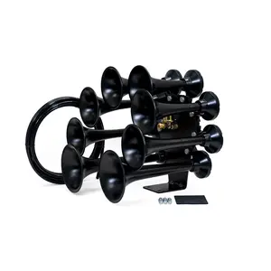 HornBlasters Octohorn Train Horn | 12-Volt DC | 8-Chime Stealth Black Horn | Vehicle Mounted | Air System Required