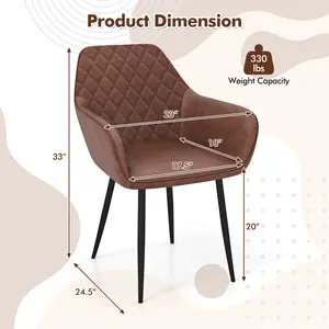 COSTWAY - Leisure Dining Chair Set of 2 with Curved Backrest and Wide Seat-Coffee