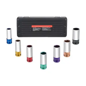 1/2 Inch Drive Metric 6-Point Deep Lug Nut Impact Socket Set, 7-Piece Precision Tool for Secure Fastening