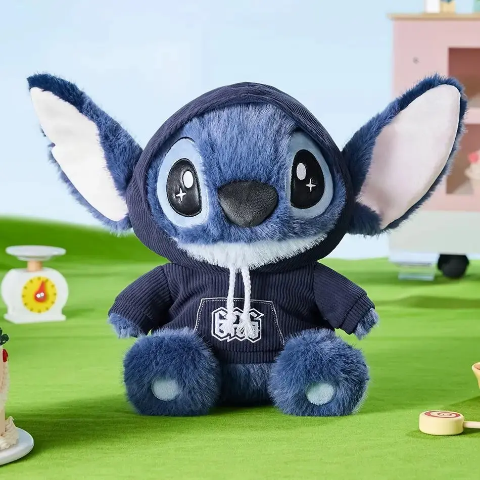 MINISO Officially Licensed Disney Lilo & Stitch 12in (36cm) Sitting Stuffed Animal Collectible - Classic 626 Hoodie, Overalls Design, Stitch Embroidery, Durable Soft Fluffy, Bed Decoration Gift, 12 Inches