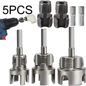 Internal & External Thread Pipe Drilling Tool Set, Compatible with Drill Press and Electric Drill, PVC/polymer Tube Threads, Hardware