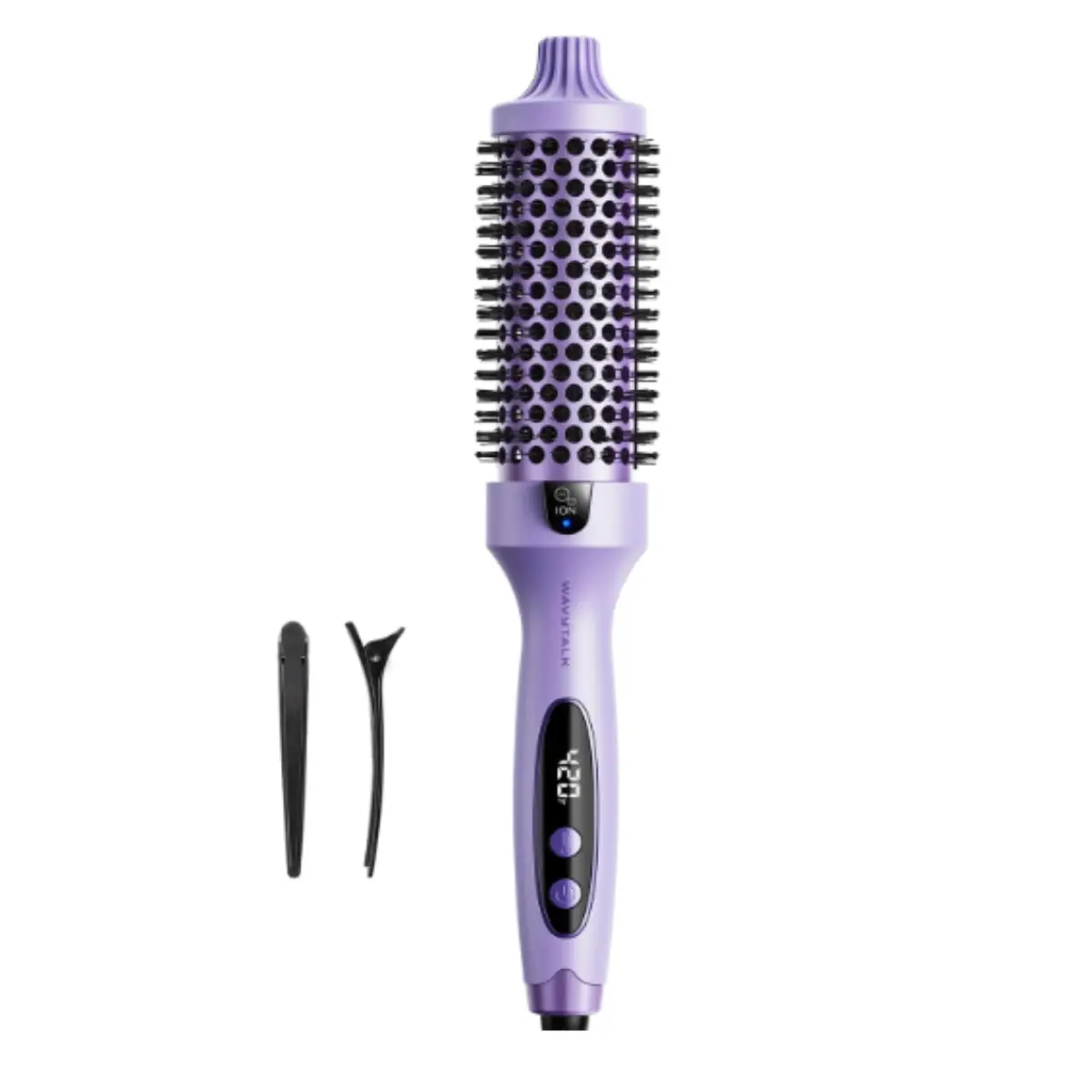 Wavytalk Thermal Brush Blowout Boost 1.5″ Heat Round Brush for Blowout Look | Negative Ion Technology, Tourmaline Ceramic, 5 Temperature Settings Dual Voltage, Less Damage, Purple