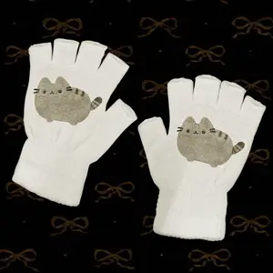 Teen Girl Half Finger Gloves, Cute Cartoon Print Design, Soft & Stylish Accessory for Everyday Wear, Perfect Gift Idea for Teen Girls