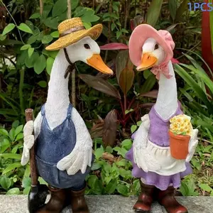 Porch Goose Statue Large Garden Sculpture Home Outdoor Decorative Lawn Resin Goose Statue Ornament Large Garden Sculpture Resin Goose Statue Set, Outdoor Home Decorative Lawn Ornament, porch Ornament, Durable Courtyard Artwork, Garden Accessories