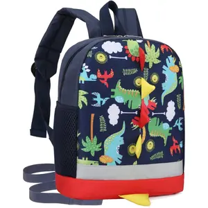 BY-037 Toddler Backpack Boy Kids Backpack with Safety Leash Cute Dinosaur Backpack for Preschool Pre K Baby Daycare Bag Schoolbag