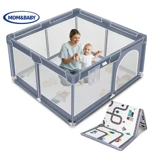 CPSC Certified Baby Playpen - Sturdy Safety Play Yard with Soft Padding & 360° Wide Angle View, Non-Toxic Infant Fence for Crawling & Walking anti-slip base foldable Large Indoor-Outdoor space safe mat activity center kid