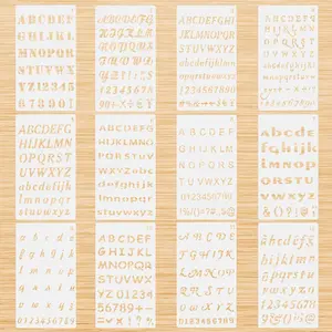 12 PCS 1/2 Inch Plastic Material Letter & Number Stencils, Small Stencils for DIY Scrapbooking, Painting Projects