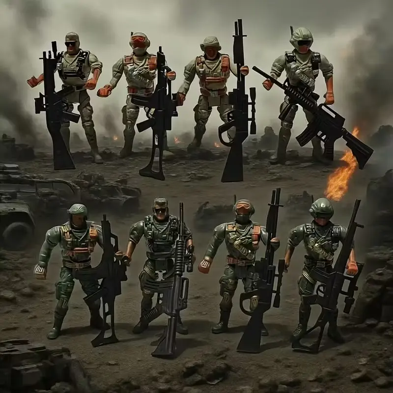 8-Piece Tactical Miniature Figure Set, 5-Jointed Action Figures, Model Set, Figurine Set, Perfect Gift for Gamers & Collectors, Ideal for Various Occasions