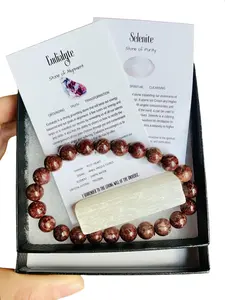 Crystal Eudialyte 8 mm Round Bead Stretch Bracelet ~ Gift Set with Complimentary Selenite ~ SemiPrecious Gemstone ~ 7.25-7.50 Inches ~ Unisex ~ Reiki ~ Metaphysical ~ Meditation Crystals ~ Yoga