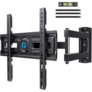 Full Motion TV Wall Mount for  26-65 inch Flat & Curved TVs up to 77 lbs, Adjustable Bracket Height, Corner TV Mount with Single Articulating Arm, Max VESA 400x400mm, PIMF9
