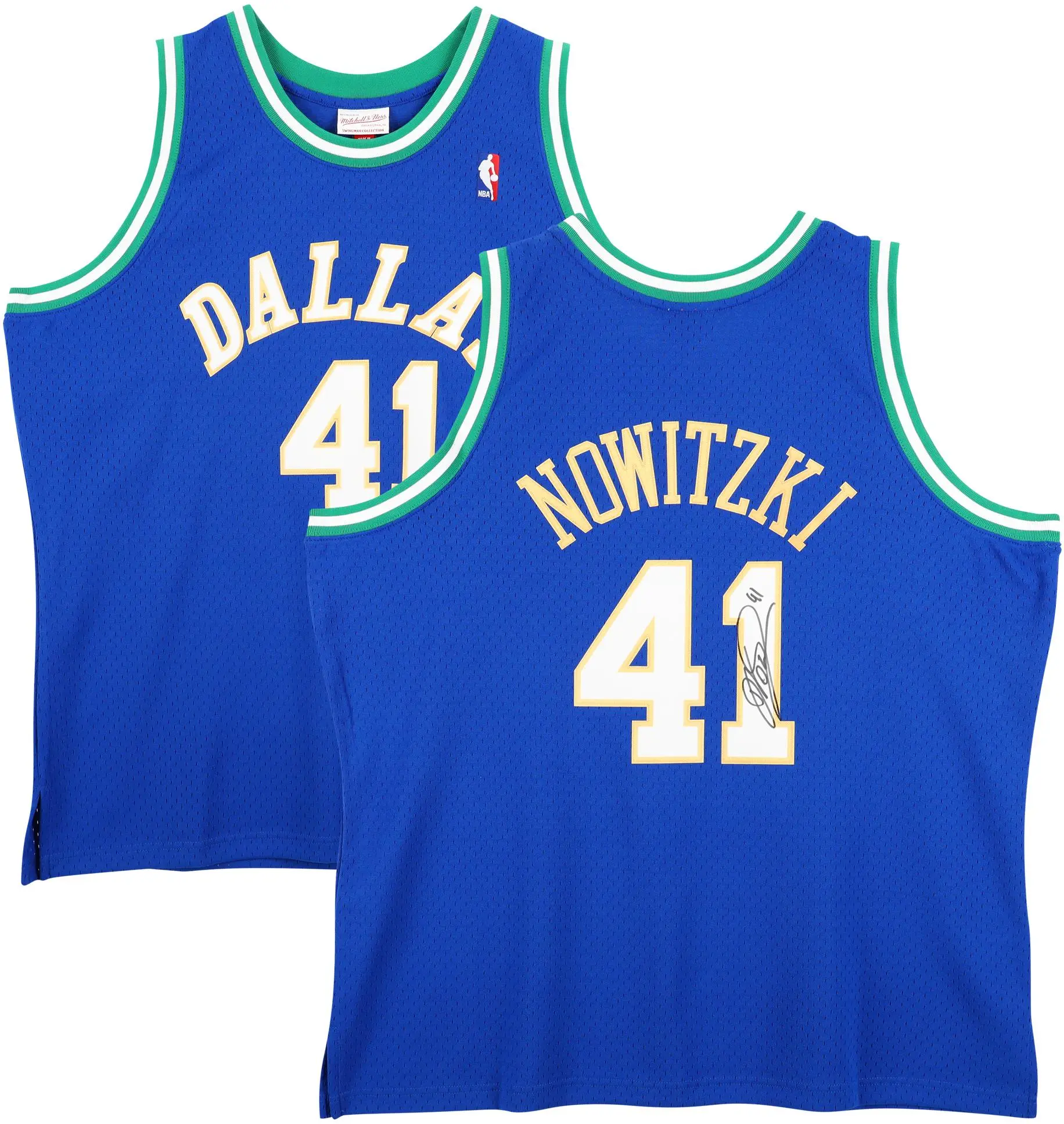 Dirk Nowitzki Dallas Mavericks Autographed Mitchell & Ness Blue and Green 98-99 Swingman Jersey - Fanatics Authentic Certified