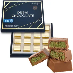 Eastanbul Dubai Chocolate Gift Box, 16 Pieces Milk Chocolate with Pistachio Filling, 11.3oz Premium Assorted Chocolates Creamy Dessert | Ice Pack Included