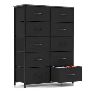 10-Drawer Fabric Dresser Storage Chest for Bedroom, Closet, Entryway, Storage Furniture for Adults, Black