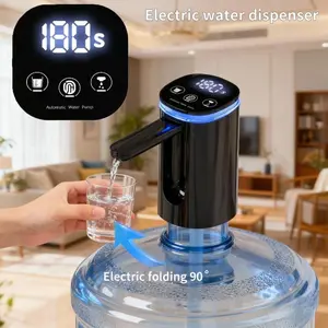 Bottled Water Pump with Digital Display 4 Timers and Water Supply Modes Portable USB-Rechargeable Electric Water Pump Electric Folding Nozzle Suitable for Home, Office, RV, Camping, and Drinking Utensils