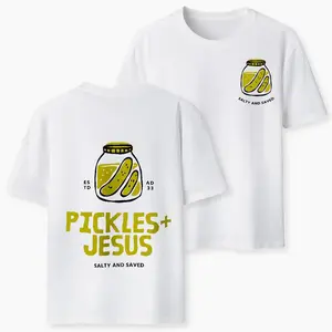 Kimchi and Jesus Christ heavyweight pure cotton T-shirt, savory and salvation Christian T-shirt, men's T-shirt print, fun Christian kimchi jar oversized T-shirt.