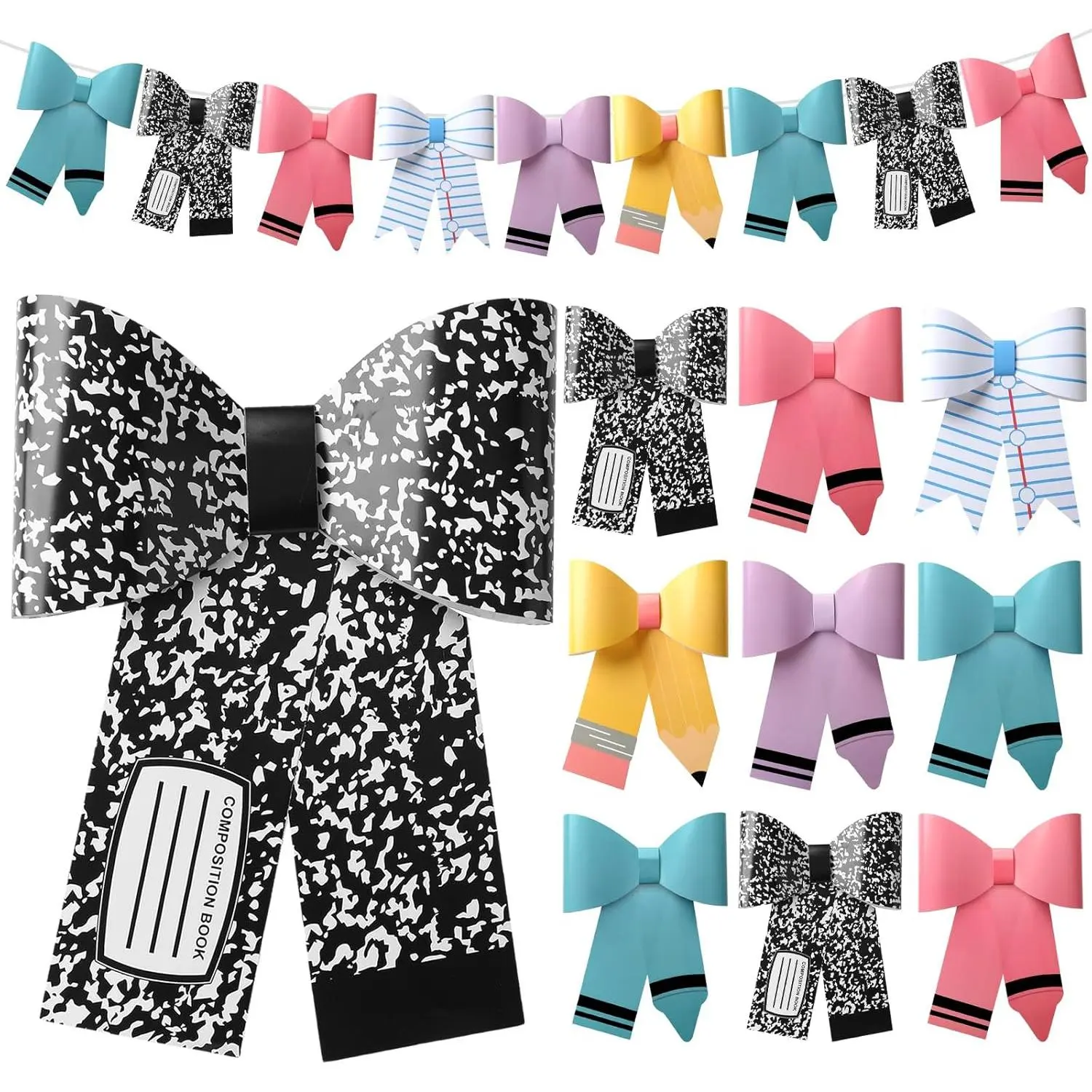 Teacher Appreciation Week Banner Decoration Graduation End of Year Party Banner Garland Decor for Primary Middle  to School Classroom Student DIY Crafts Wall Photo Props(Stationery)