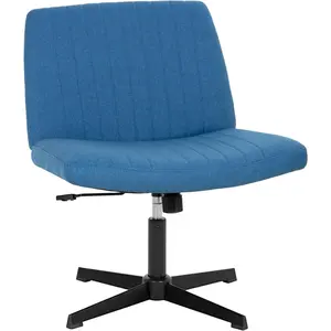 Criss Cross Chair Armless Office Chair No Wheels Modern Swivel Height Adjustable Ergonomic Desk Chair with Wide Seat Computer Task Vanity Chair for Home Office (Blue) PayLessHere