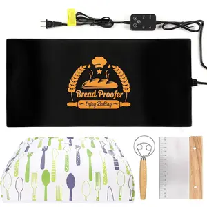 Sourdough Warmer Bread Proofer with 24H Timer and Insulating Cover, 32°F - 122°F Sourdough Warming Mat, Sourdough Starter Kit for Home Baker with Dough Scraper & Whisk