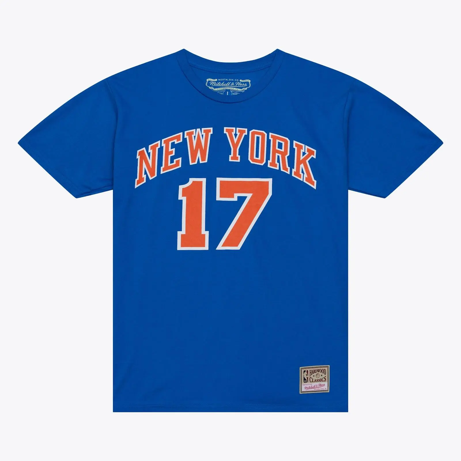 Mitchell & Ness NBA Men's Classic Cotton Relaxed-Fit Short-Sleeve Tops, Jeremy Lin New York Knicks Blue Name-Number Throwback Graphic Vintage Fan Gear T-Shirt