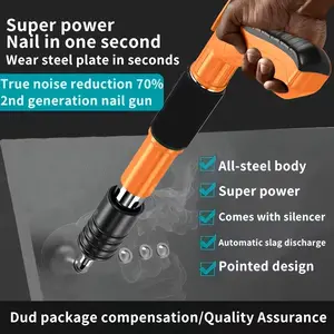 All-Steel Manual Nail Gun Set - Heavy Duty Concrete & Red Brick Wall Nailer, Built-In Pneumatic Power with Auto Slag Removal, Low Noise Construction Tool for Durable Home Repair