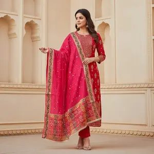 Embroidered mirror worked dupatta