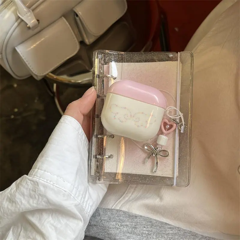 Pink cover colored star wing earphone Headphones Headset protective case with bow hanging pendant for AirPods 1 2 3 4 Pro Pro2 Protection