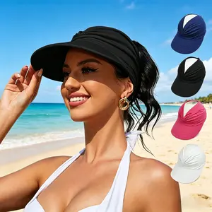 Universal Female UPF 50+ UV Protection Sun Visor Hat, SunSafeTok That Girl Aesthetic High Ponytail Wide Brim Hat, Birthday Gift for Beach Sports & Outdoor Daily Wear