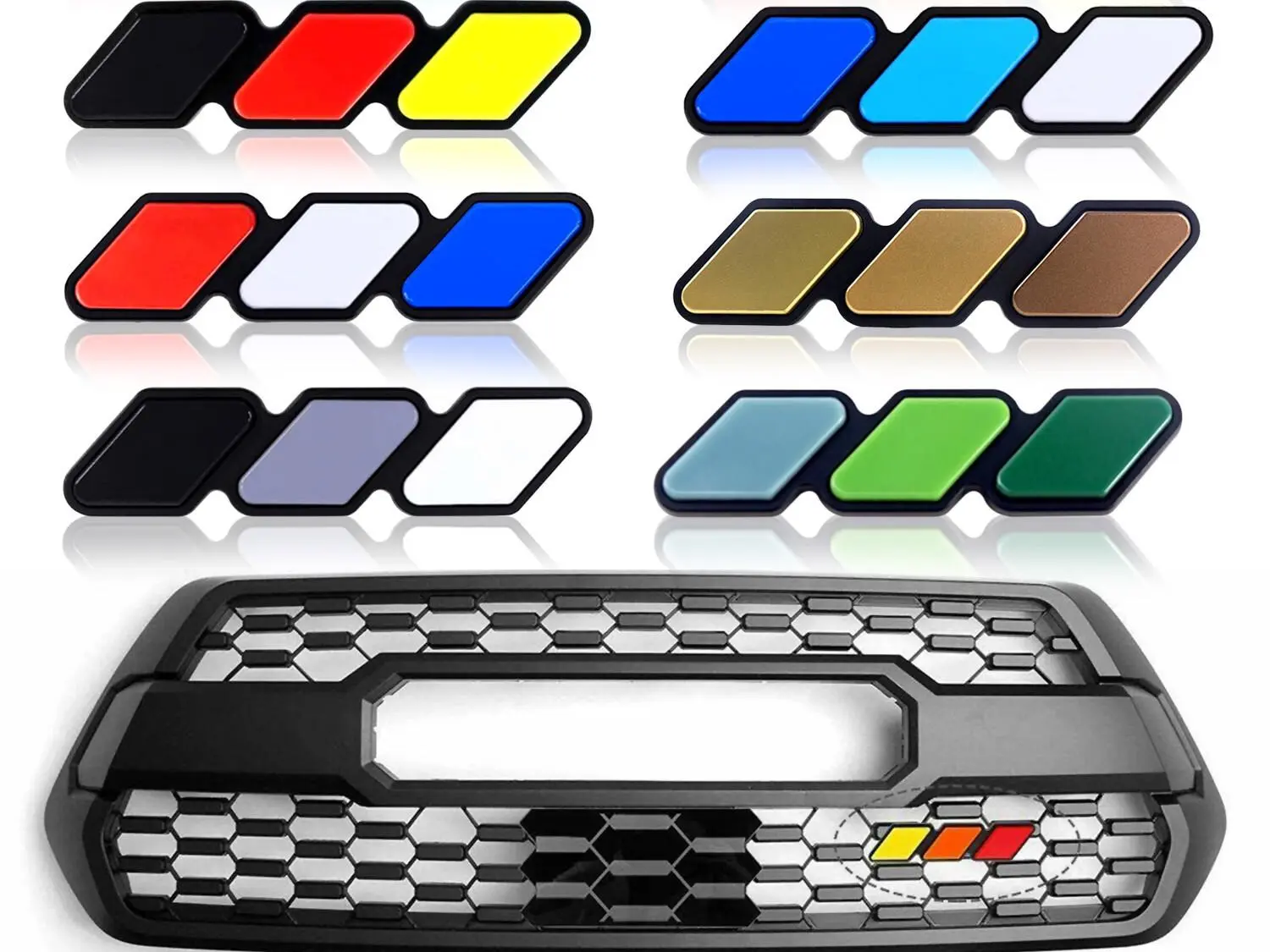Tri-color 3 Grille Badge Emblem For 2018 2019 Toyota Tacoma TRD 4Runner Tundra