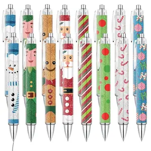 8/16pcs Christmas Themed Ballpoint Pens, Christmas Retractable Pens, Black Ink, Christmas Tree Santa Claus Snowman Christmas Stationery Suitable for Office/Home/Party Christmas Decoration Gifts