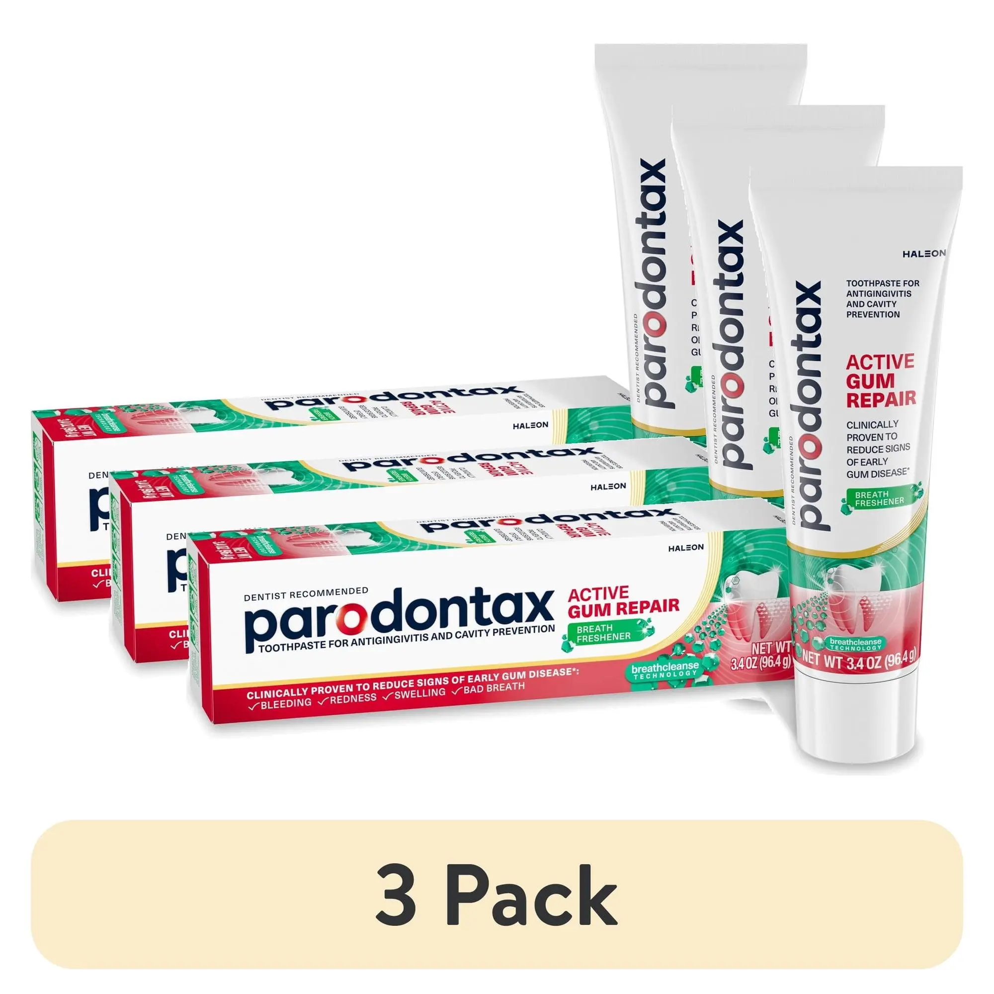 (3 pack) Parodontax Active Gum Repair Breath Freshener Toothpaste, 3.4 Oz