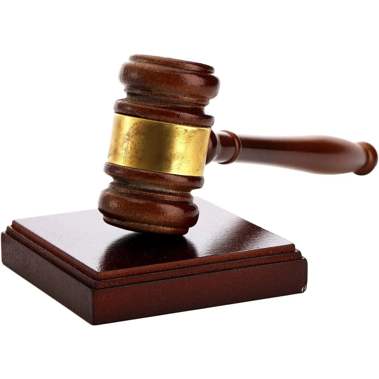 Frcctre Brown Wooden Gavel and Block Set, Handcrafted Wood Hammer Court with Square Sound Block for Lawyer Judge Auction Court Student Gift
