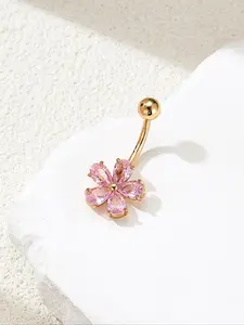 Cute Water Drop Flower Belly Button Piercing, Perfect Valentine's Day Gift, Stylish Body Jewelry, Ideal for Fashion Enthusiasts