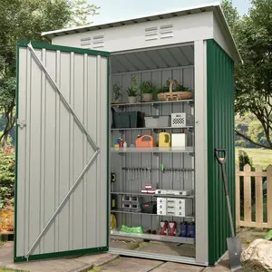 5×3FT Green Storage Shed，67CU.FT Tool Shed with Sloping Roof and Lockable Door, Compact Metal Tool Garden Shed for Garden,Backyard,Patio