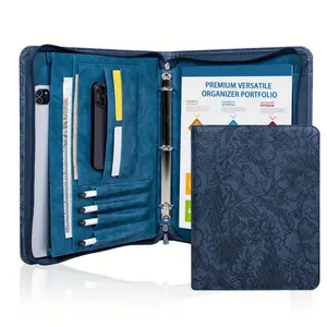 Vegan Faux Leather Binder Portfolio for Women and Men| 3-Ring Portfolio Binder with Zipper, A4 Planner with Laptop Pocket, Legal Size, Work Binder Organizer, Bright Pink Faux Leather, Christmas and New Year Gift