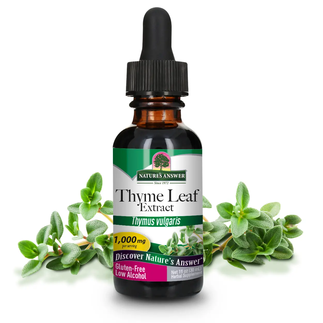 Nature's Answer Thyme Herb with Organic Alcohol, 1-Fluid Ounce | Promotes Respiratory Function | Supports Healthy Lungs | Gluten-Free | Single Count