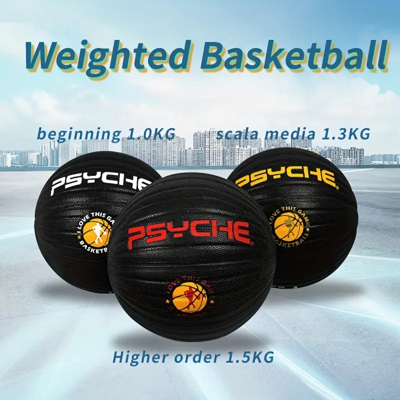 PSYCHE Weighted Basketball - Moisture-Absorbing Faux Leather, Soft Touch for Indoor/Outdoor Training - Available in 2.2LB, 2.87LB, 3.31LB Options,summervibes Sports Ball
