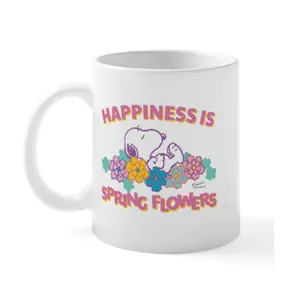 CafePress - Snoopy Flowers Mug - 11 oz Ceramic Mug - Novelty Coffee Tea Cup