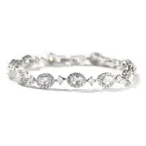 Oval Halo Tennis Bracelet – Sparkly Gold & Silver Women’s Jewelry Gift