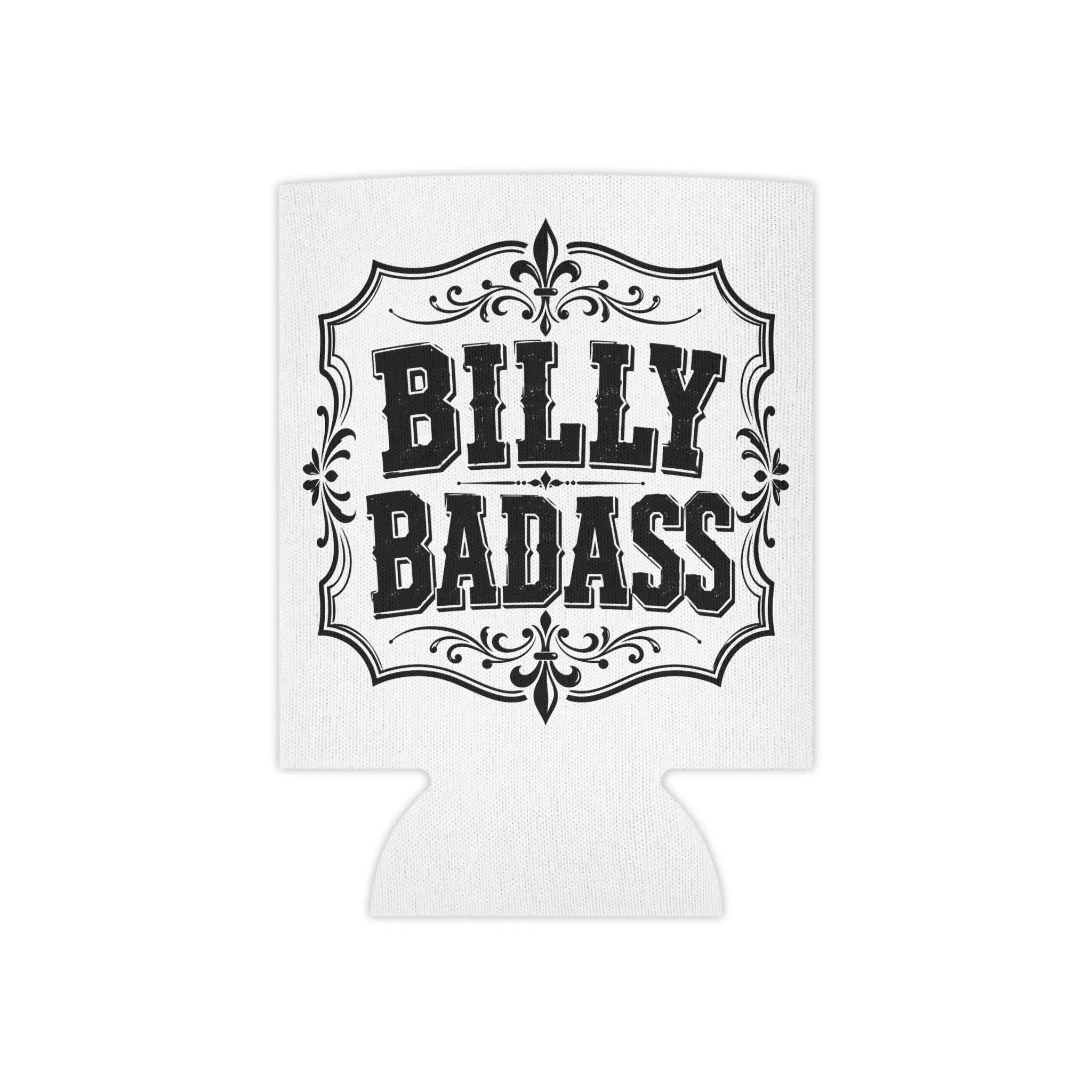 Billy Badass Lightweight Can Cooler - Retro Western Chill Grip Scroll Print Can Koozie, Single Unit, 2 Sizes, Two Sizes