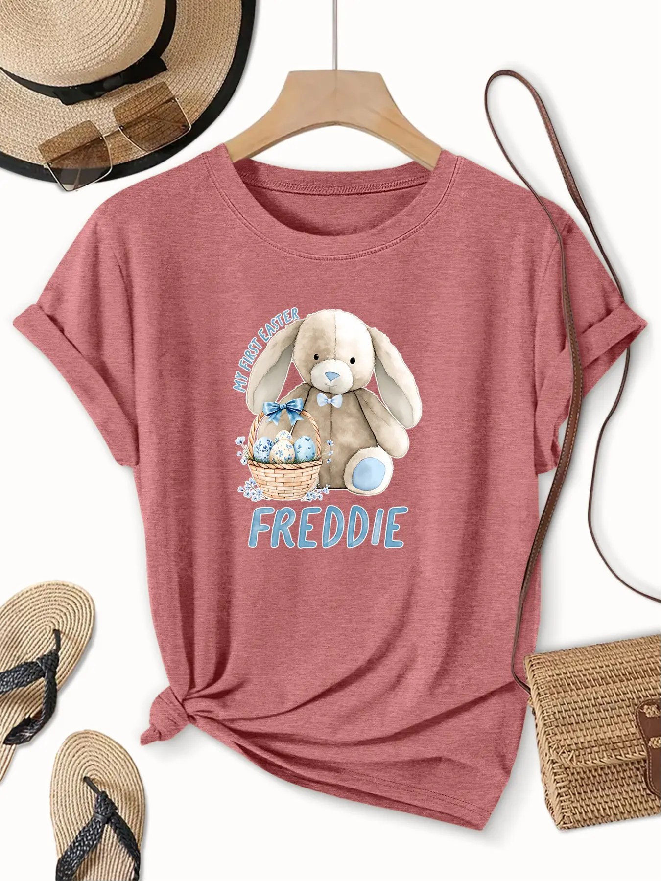 My First Easter Custom Name Tee|Personalized Spring Cute Tshirt for Kids & Women