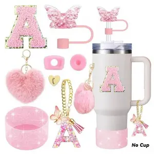 NO CUP,Letter A-Z Cup Accessories Set, Aesthetic, Fits 30/40oz, Elegant Packaging, Perfect Gift for Birthday, Christmas, New Year, Valentine's Day, Travel