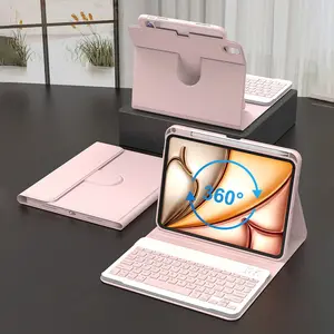 Keyboard Rotate Case for iPad, Tablet Accessories, Pu Leather Case Compatible With iPad 10th Generation, 10.2inch (9/8/7th), Air3/10.5, Pro11 (2018-2022), With Acrylic Backing, Pen Slot, Three Angle Adjustment