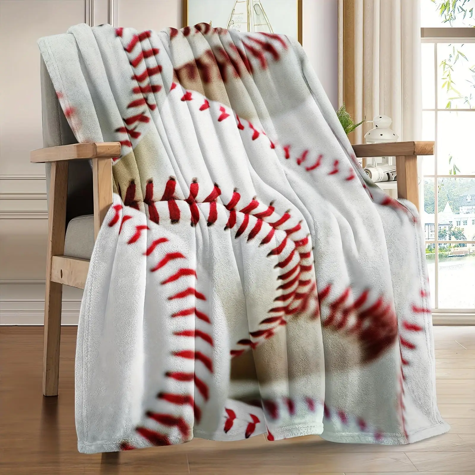 Baseball Pattern Throw Blanket, 1 Count Soft Comfortable Lightweight Blanket, Cool Bedroom Warm Napping Blanket for Home Office Travel Camping