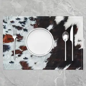 Cow Fur Kitchen Party Decor Table Mats,Cowhide Table Place Mats,Set of 4 Decor Farmhouse Cow   Table Mats,18"x12" Coasters Tableware