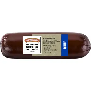 Old Wisconsin Premium Summer Sausage, 100% Natural Meat, Charcuterie, Ready to Eat, High Protein, Low Carb, Keto, Gluten Free, Beef Flavor, 8 Ounce
