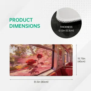 【Premium】Reinforced Stitched Edges Gaming Mouse Pad - Anti-Slip Base & Smooth Glide  Extra Large 80x40cm Aesthetic Desk Mat with Car Window & Roses Landscape Design for Office  Home  PC