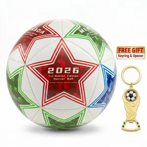 High-Durability Soccer Ball Size 5 - 2026 North American Tournament Commemorative Football - Tri-Nation Design (USA,Canada,Mexico) for Sccer ball, Professional Football Training Equipment for Youth & Adults, Ideal for Indoor & Outdoor Ball Sports