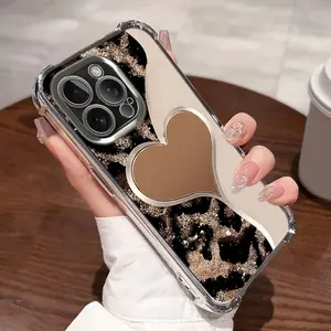 Heart-shaped patchwork leopard print fashion and personalized style phone case, compatible with all iPhone series models such as iPhone 17-11 promax. High-quality, anti-dirt and anti-drop exquisite phone case, suitable as a gift for family and friends