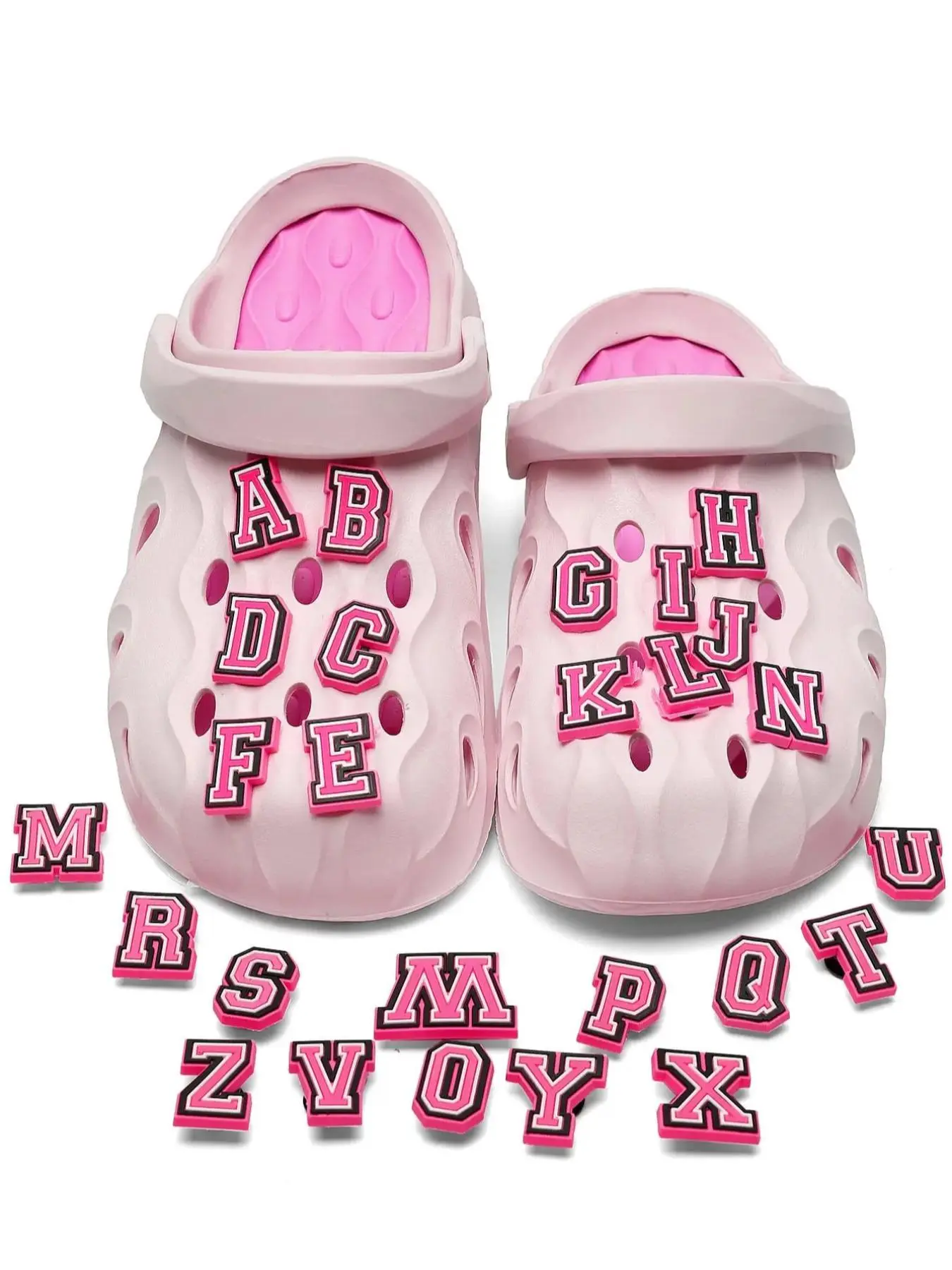 26pcs Simple Diy Letter Design Shoes Decorations, New Fashion Shoes Accessories for Boys & Girls, Nice Fashion Shoes Decorations for Party, Shoes Decor for Daily Use, Shoe Decoration Charms