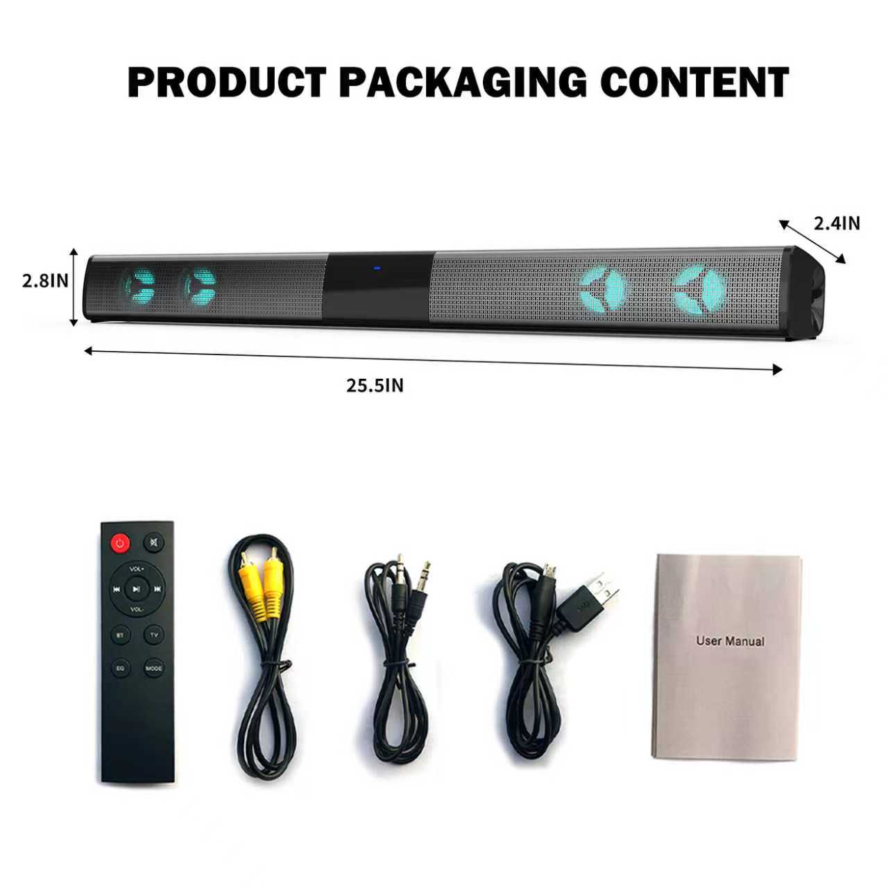 Home Theater 3D Stereo Surround RGB Wireless Speaker 20W Multi-Function Subwoofer Soundbar Support For TV/PC